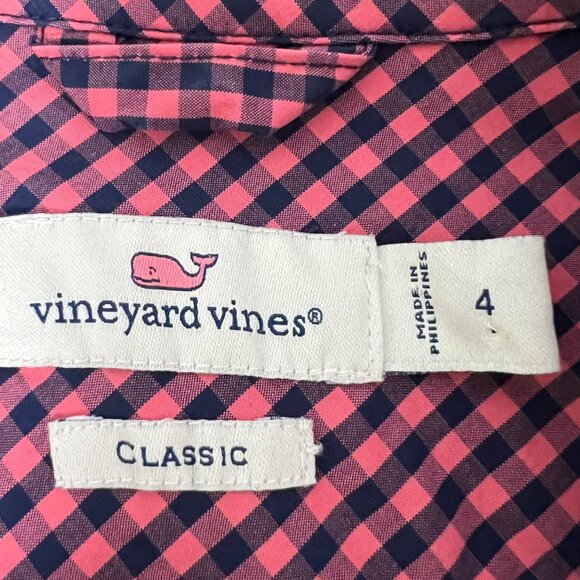 Vineyard Vines Alicetown Gingham Chilmark Classic Button Down Shirt Pink size 4 - Picture 7 of 10